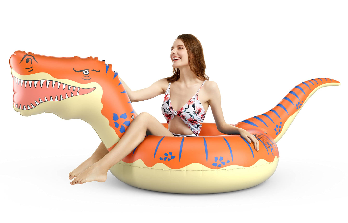 Jasonwell Inflatable Dinosaur Pool Float Tube For Boys Girls Adults 93'' T-Rex Floatie Summer Beach Swimming Pool Inflatables T-