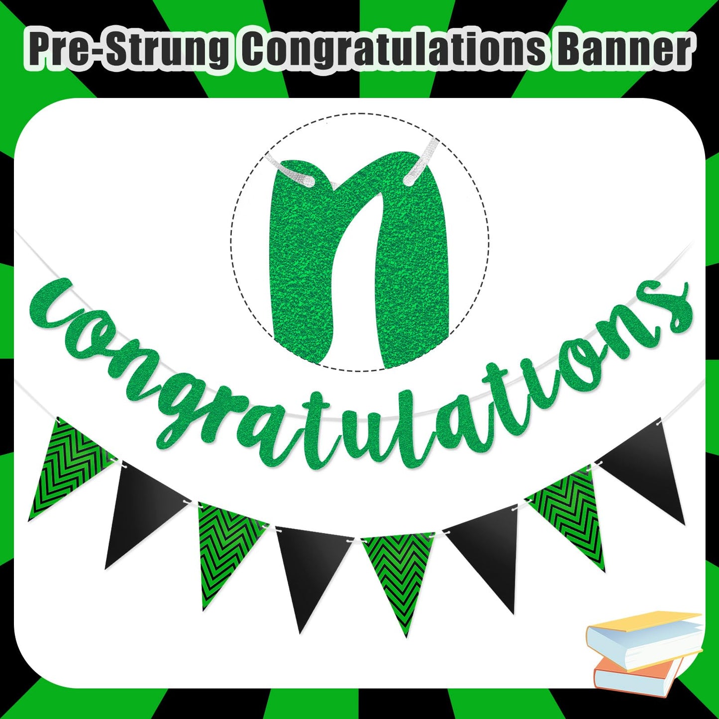 Boao Pre-strung Congratulations Banner Glitter Congratulation Banner 10 ft Congrats Garland for Graduation, Wedding, Retirement,