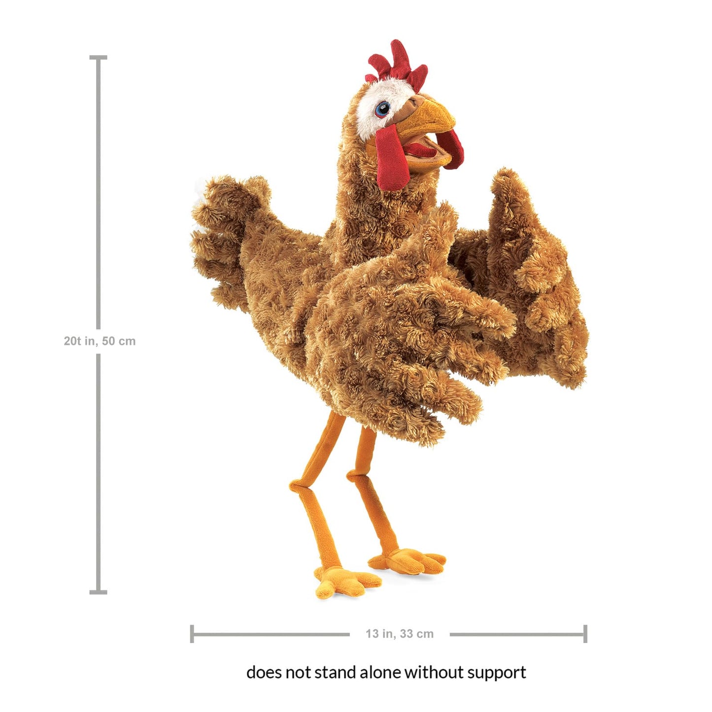 Folkmanis Chicken Two-Handed Puppet, Orange-Red, 1 Ea