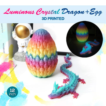 3D Printed Dragon,Dragon Eggs With Dragon Inside,Surprise Dragon Egg Toy,12'' Full Articulated Crystal 3D Dragonls