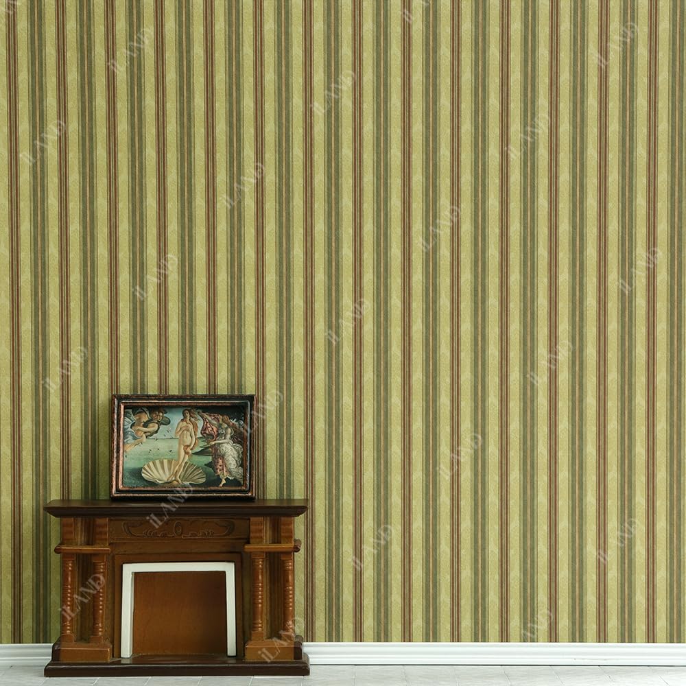 Iland Originality Dollhouse Wallpaper 39 * 15.7 Inch, Dollhouse Accessories On 1:12 Scale Or 1:6 Scale (Striped Red-Brown)