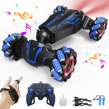 LOOZIX Upgraded Hand Gesture Sensing RC Stunt Car with Lights Music, Spray Fog Steam Gesture RC Car Remote Controll Transformed 