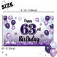 LASKYER Happy 63rd Birthday Decorations,63rd Purple Balloon Large Birthday Banner Backdrop Sign,63 Years Old Bday Party Supplies