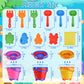 Collapsible Beach Sand Toys for Toddler Sand Toys for Kids 3 Packs Foldable Buckets with Sand Molds,Shovels&Mesh Bag for Beach S