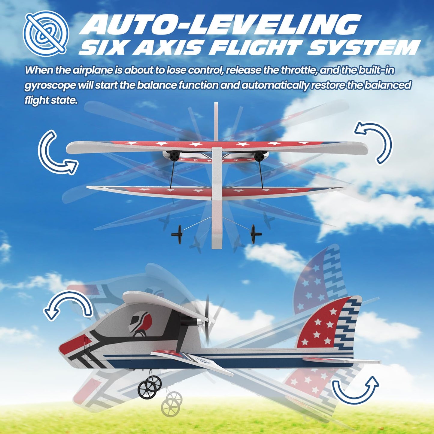 Deerc Rc Plane, 2.4Ghz Remote Control Airplane W/ 3 Batteries & 6-Axis Gyro Stabilizer, 2Ch Rtf Rc Glider Toy For Beginners Kids