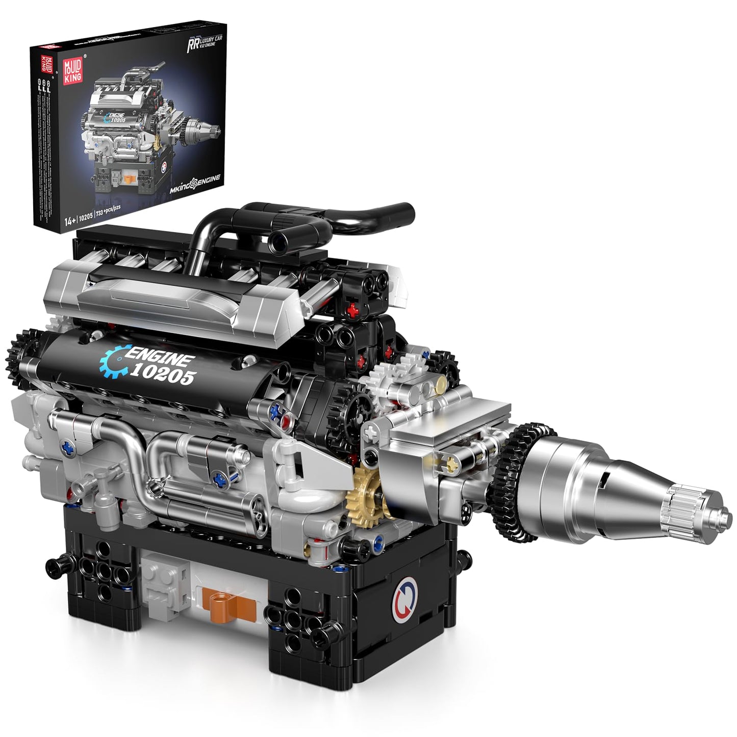 Mould King RR V12 Engine Kits That Runs  Build Your Own Combustion Engine  Model V8 Engine Kits for Display  Physical Science Experiment Toy for 14+ Kids Boys and mature-themed 10205 (733 Pcs)