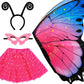 Irolewin Toddlers Kids Butterfly-Wings-Costume For Girls Halloween Costumes Fairy Butterfly Cape Rainbow Tutu Headband