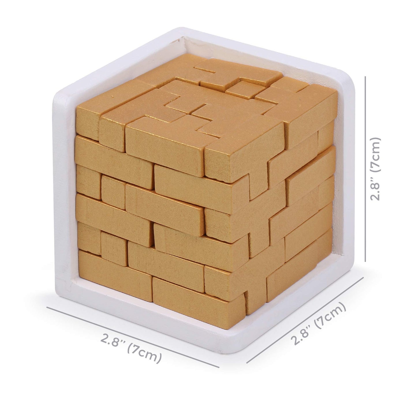 Sharp Brain Zone 3D Wooden Brain Teaser Puzzle - Gold Edition, Engaging Desk Toy for Ages 8-12 & Adults, Challenging Puzzle Game