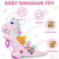 Ryotagift Baby Dino Musical Stuffed Animal - Pink Infant Tummy Time Toy with Crinkle Sound, Teether & Rattles for 0-12 Months