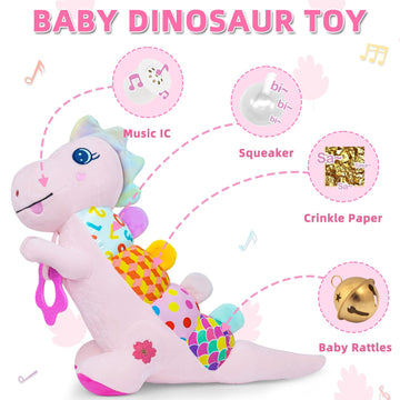 Baby Dino Musical Stuffed Animal Toys For 0-3-6-9-12 Months