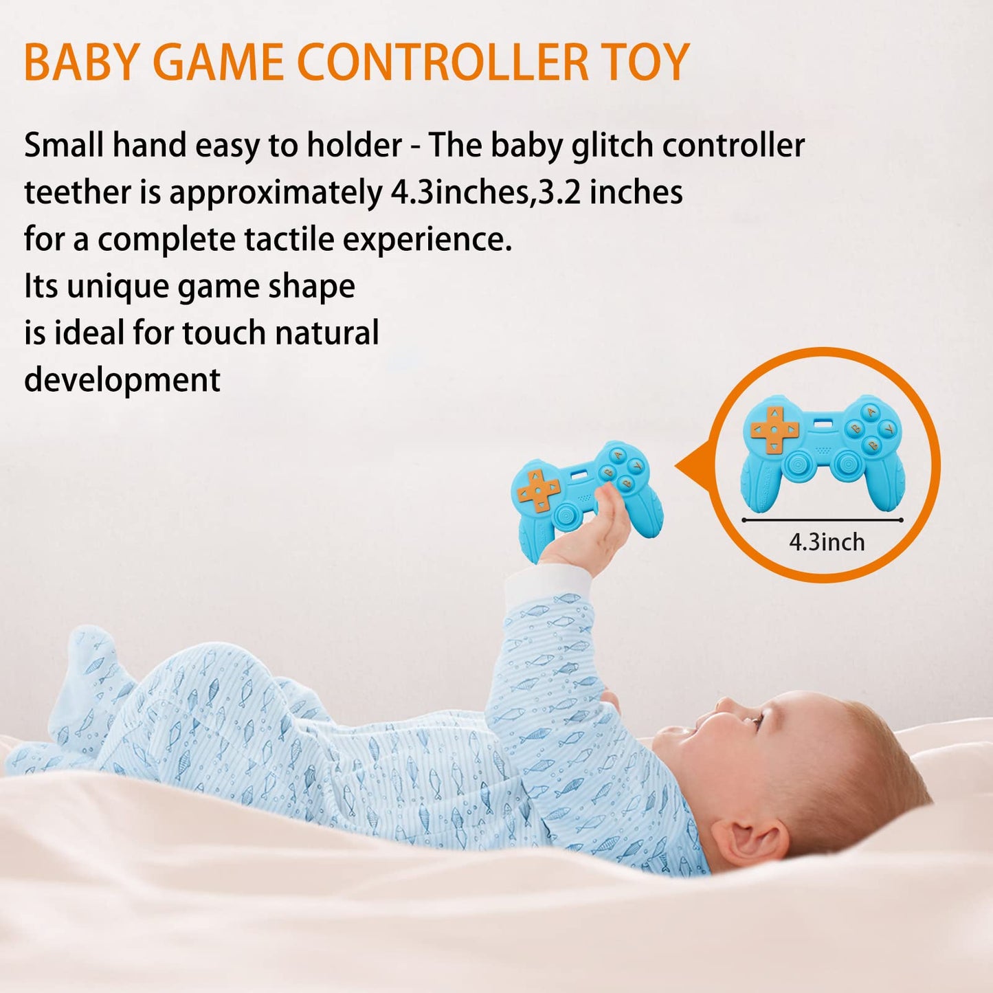 BIGSPINACH Silicone Remote Game Control Teething Toy for Babies 0-12 Months, Blue, Perfect First Valentine's Day Gift