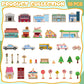 35 PCS Wooden City Play Set Wood Blocks Town Buildings Street Traffic Signs Cars Trees Pretend Play Toys for Play Mats Preschool