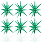 6 Pcs Green Star Foil Balloons One-Piece 14-Pointed Star Balloons 4D Starburst Cone Mylar Balloons 22Inch Christmas Birthday Wed