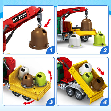 SpringFlower Truck Toy for Boy Toddlers, Large Garbage Sorting Truck Toy for 3 4 5 6 7 Old Kids,Truck Vehicle Toy with Garbage C