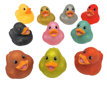 Colorful Glitter Rubber Duckies (2') Assorted Neon Color Squeaky Ducks Ducky Duck (10 Pack)