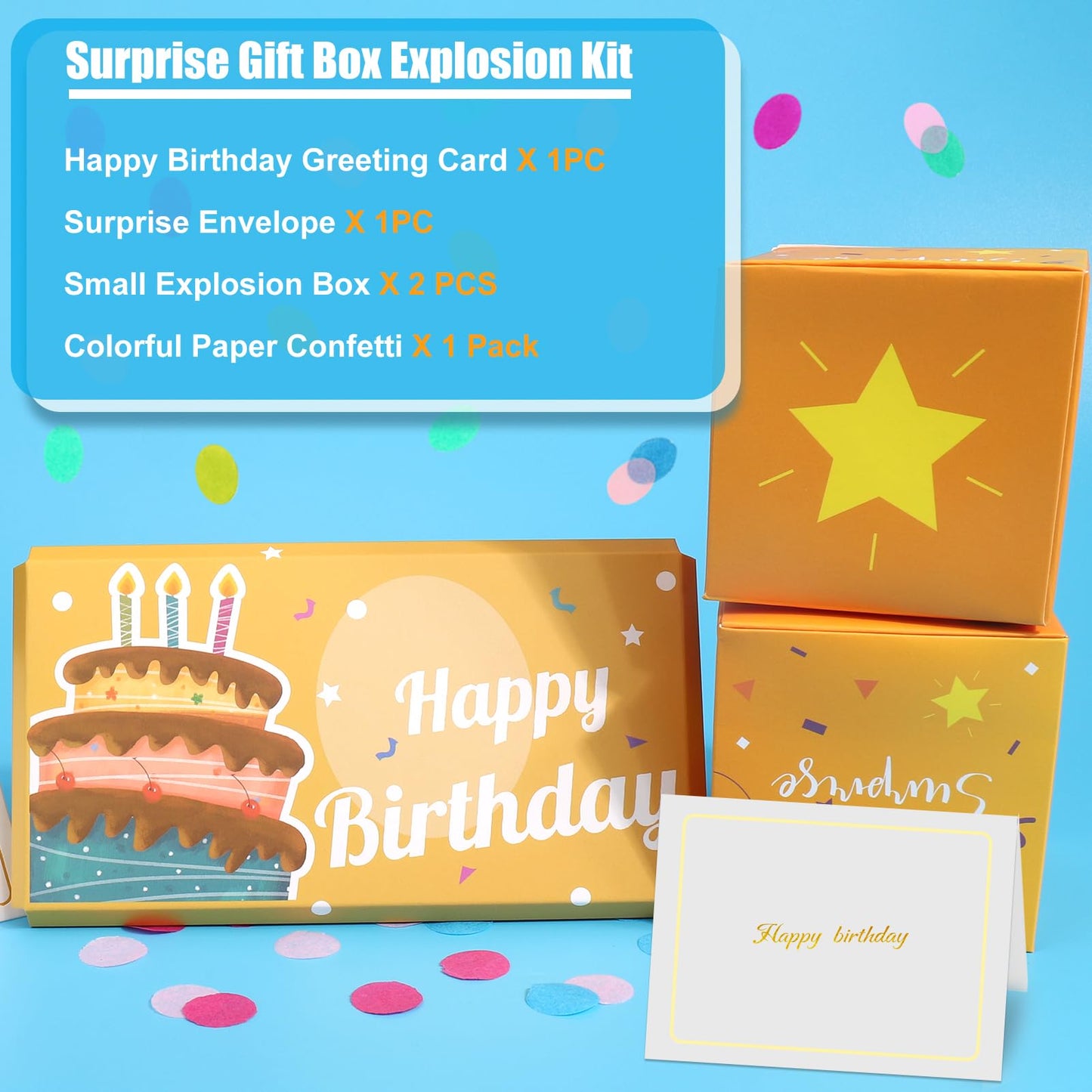Baborui Pop Up Birthday Card With Confetti, Happy Birthday Surprise Gift Box Explosion For Money, Cash Birthday Surprise Box For