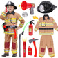 Tacobear Firefighter Costume for Kids, Brown, M (7-8Y), Polyester, Complete Accessories, Dress Up Toy for Birthday & Halloween