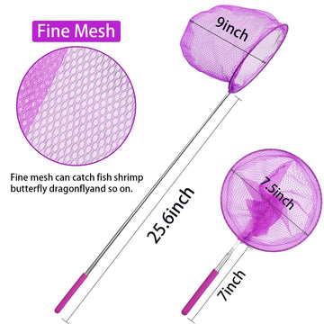 2 Pack Insect Catching Nets, Telescopic Stainless Steel Pole, Fishing Nets,Butterfly Nets, Nature Exploration Toys For Kids Outd