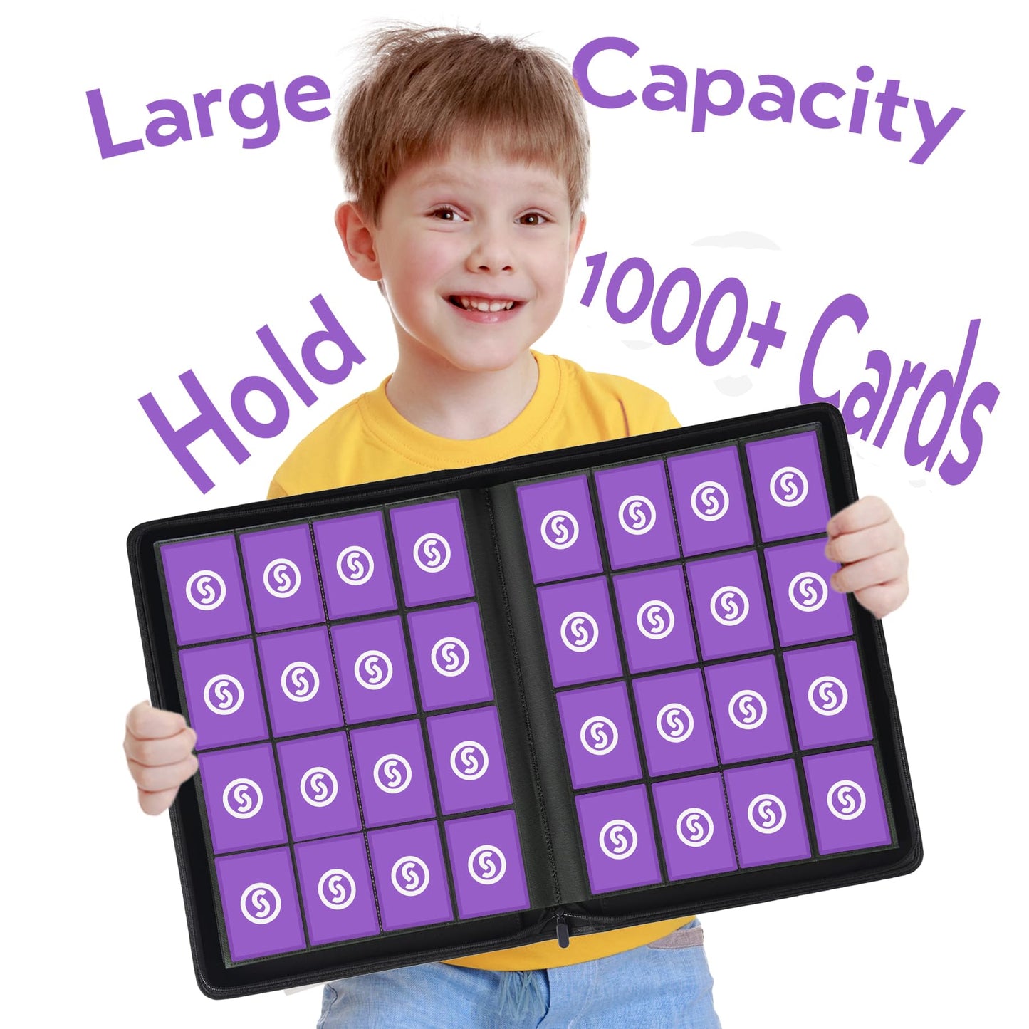 1000+ Pockets Trading Card Binder  enhanced 16 Pocket Card Binder  Ringless Side Loading Collection Album Holder Folders for MTG  TCG  Game Cards & Sports Cards (Purple)
