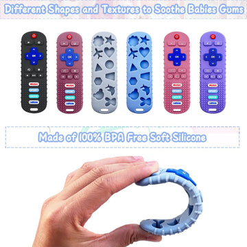 2-Pack Baby Remote Control Teether Toy For Babies 6-36 Months Silicone Baby Teething Toys Boys Girls Baby Teething Toys (Black + Gray)