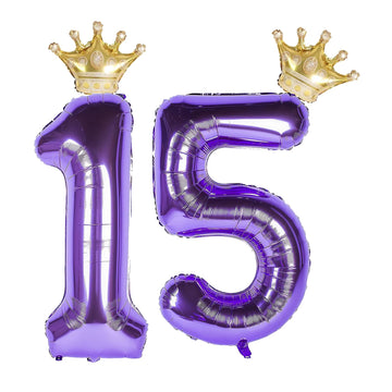 15 Number Balloon Rainbow 40 Inch Big Foil Crown Helium 15Th Balloons For 15 Year Old Boy Girl Birthday Party Decorations Weddin