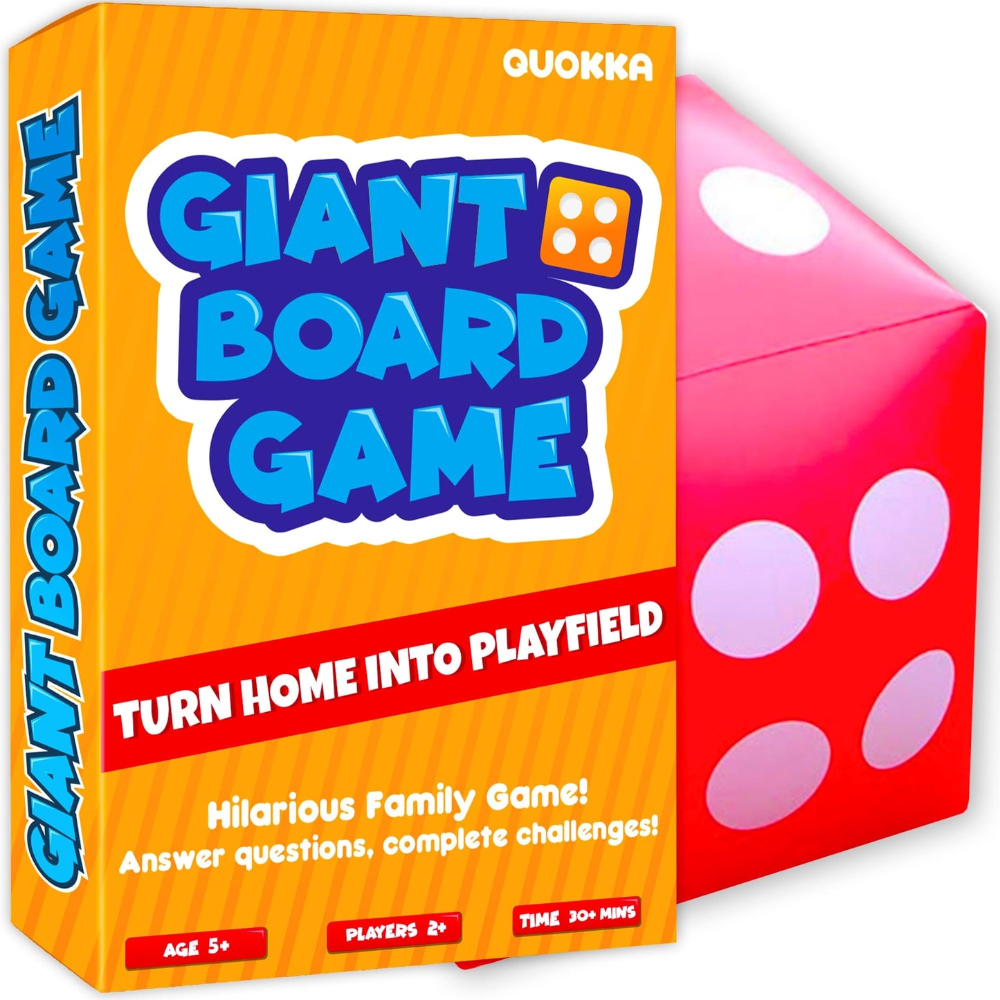 Quokka Giant Outdoor Games For Kids Ages 8-12 - Fun Family Game For Kids & Adults With Jumbo Dice - Play Indoor & Outdoor | 250 Challenges | Quick Set Up - Card Trivia Game For Teens Ages 7 10