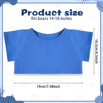 Roundfunny Bear Tee Shirt Fit 14-18Inch Bear Clothes Stuffed Animal Clothes Shirt Basic Stuffed Bears Dolls Shirt, Blue