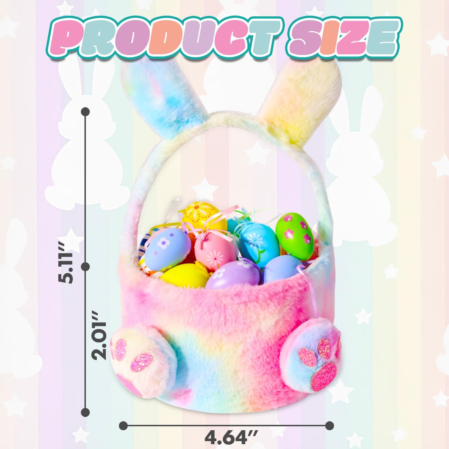 PinkSheep Bunny Ears and Basket for Girls,Pink Bunny Headbands with Bakset and Bunny Costume for Girls Bluk Party Favors, Rabbit