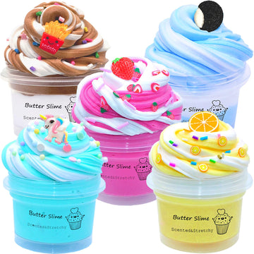 5 Pack Butter Slime,Pink Strawberry, Blue Ice Cream,Two-Toned Colorful Slime,Super Soft And Non-Sticky,Birthday Gifts For Kids,P