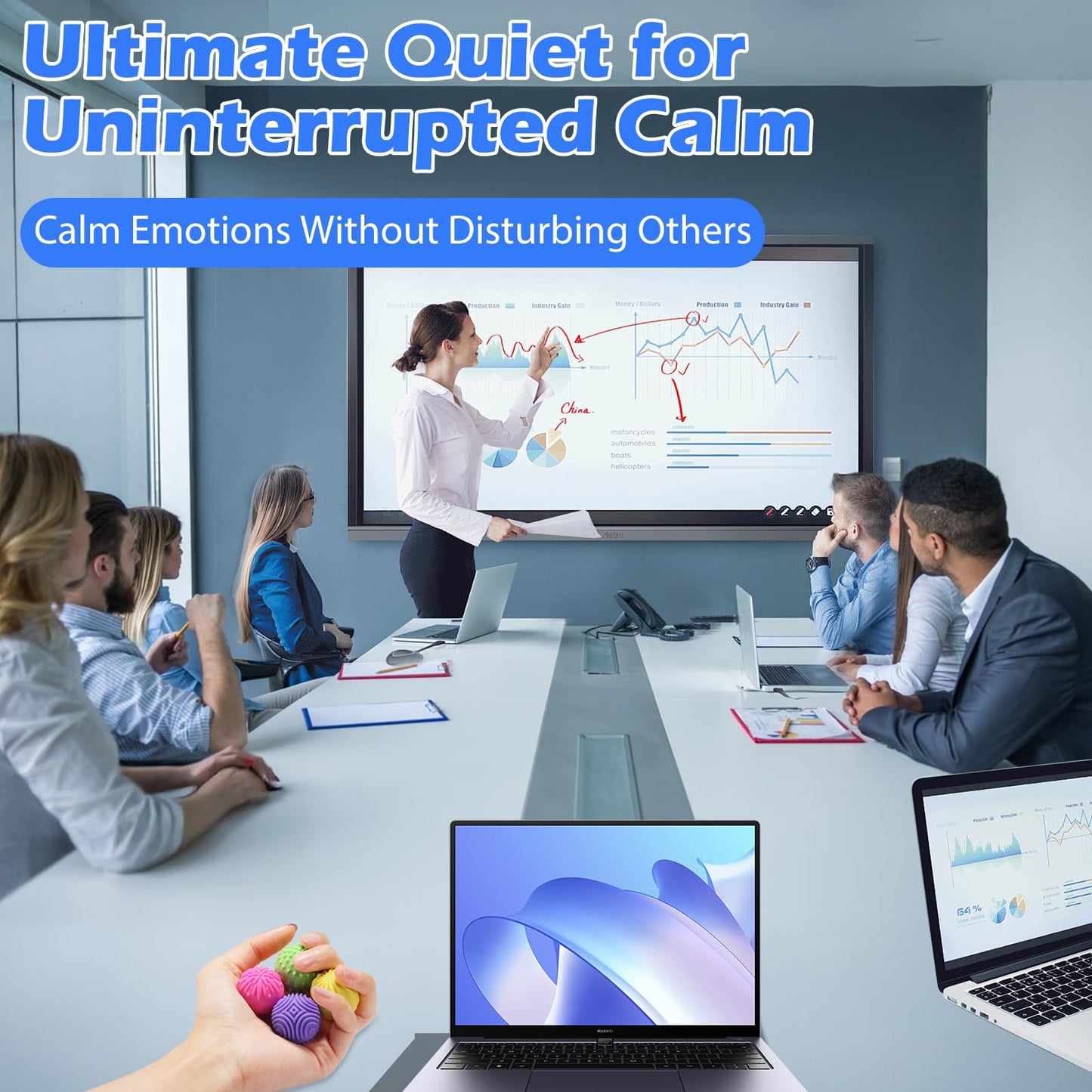 Magnetic Sensory Fidget Balls - 4-Pack Silicone Weighted Stress Relief Toys For Kids, Teens & Adults - Quiet, Textured Magnet Fi