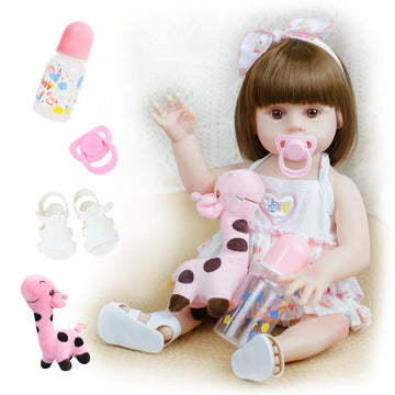 Lifelike Reborn Baby Dolls 18 Inch Realistic Newborn Girl Baby Doll With Doll Clothes & Accessories Best Birthday Set For Girls Age 3+