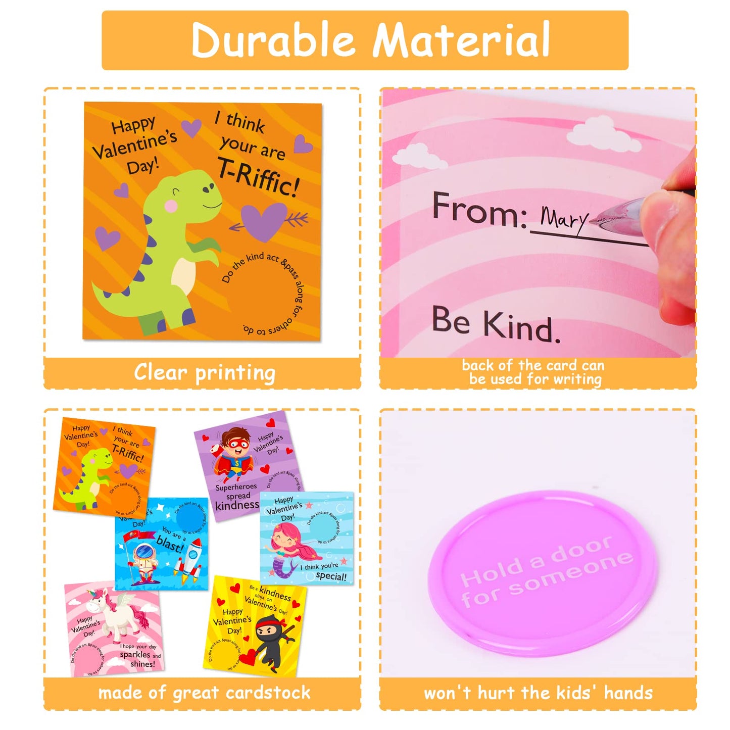 36 Pack Valentines Day Gift Cards for Kids Valentine Kindness Cards with Envelopes and Tokens for Valentine Party Favors, Schoo