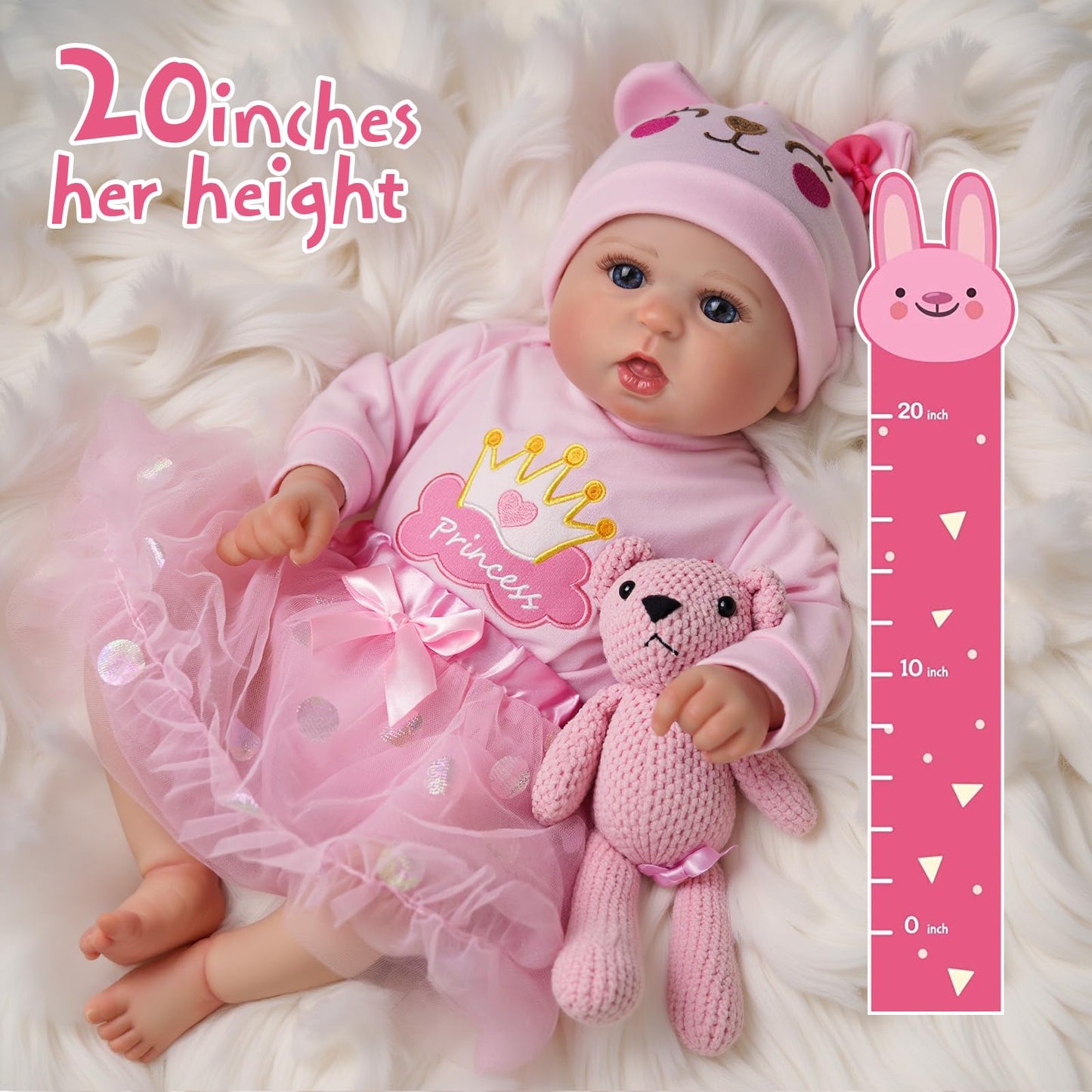 Jizhi Lifelike Reborn Baby Dolls - 20-Inch Cute Realistic Newborn Baby Doll Soft Cloth Body Real Life Baby Dolls Girl With Gift Box For Kids Age 3+ & Collection