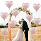 Baby Pink Heart Balloons, 18 Inch Pink Heart Balloons, 12Pcs Large Pearl Pink Heart Shape Mylar Balloons, Pastel Pink Helium Foi