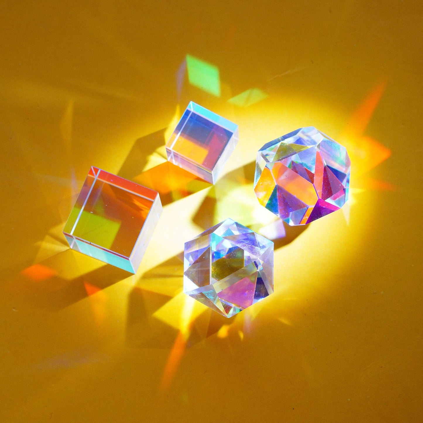 Hdcrystalgifts Crystal 4Pcs Optical Glass X-Cube Prism Rgb Dispersion Prism For Teaching Light Spectrum Physics And Photo Photog