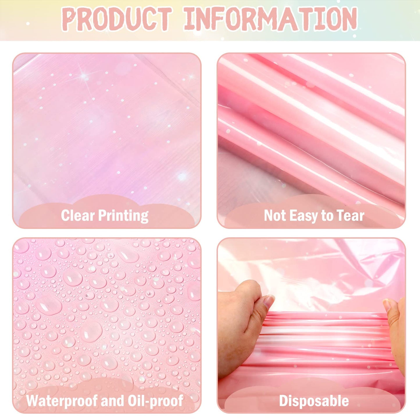Pastel Rainbow Tablecloths Disposable Tablecloth Waterproof Plastic Table Cover Pastel Rainbow Party Decorations Pastel Party Su