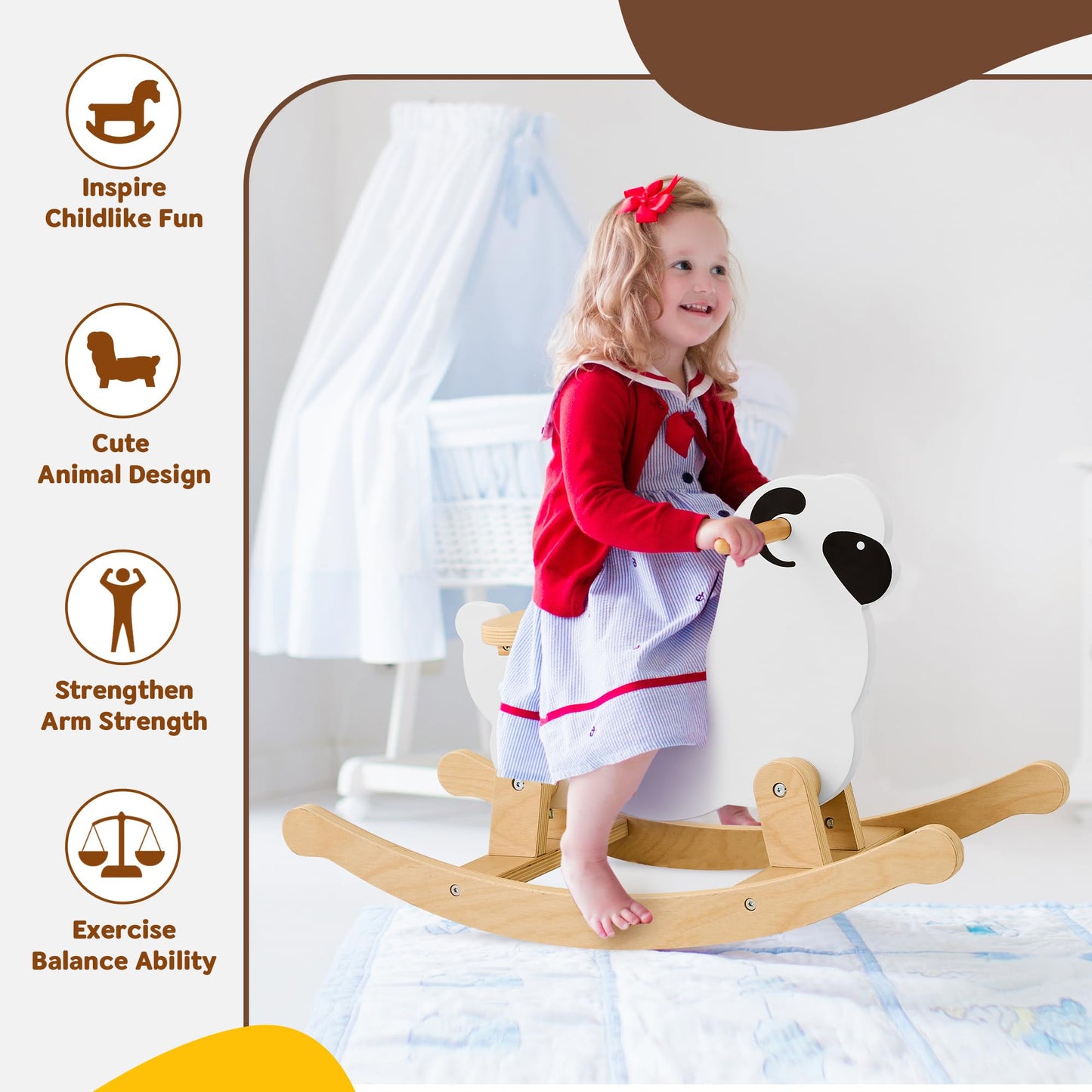 Belleur Rocking Horse For Kids 1-3 Years Old, Premium Wooden Rocking Toy For Toddlers For Indoor & Outdoor Activities, Baby Hors