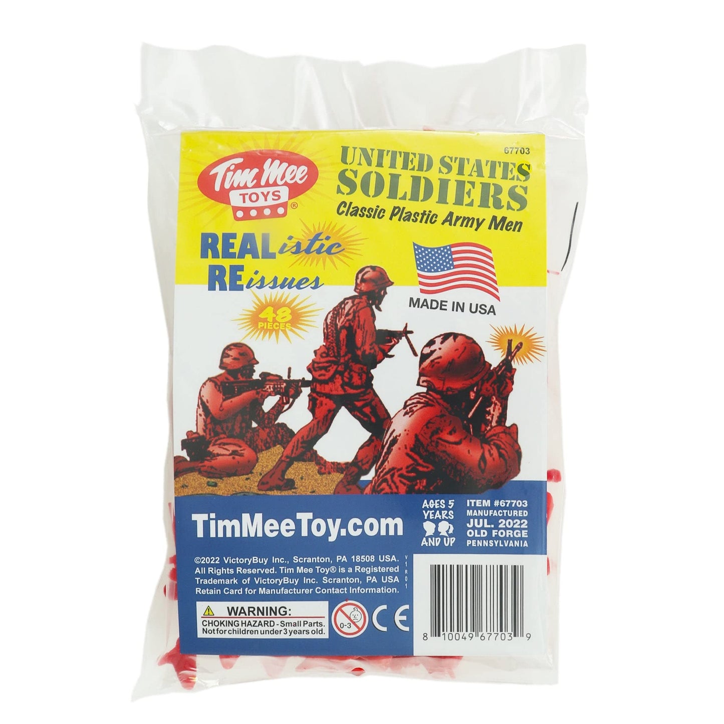 Timmee Plastic Army Men - Red 48Pc Toy Soldier Figures - Made In Usa