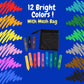 Bath Crayons Super Set -Set of 12 Draw in the Tub Colors with Bathtub Storage Mesh Bag -Non-Toxic, Safe for Children, Wont Disi