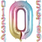 Rainbow Gradient Number 0 Balloon, 40 Inch Big Large Foil Number Balloons, Jumbo Mylar Number 0 Balloons For Birthday Party Deco