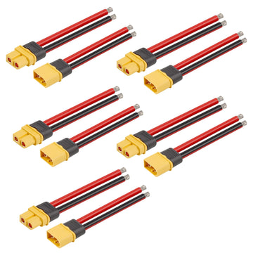 MOOKEERF 5 Pairs XT60 Plug Female and Male Connector with 100mm 12AWG Silicon Wire for RC Lipo Battery FPV Racing Drone