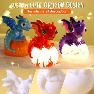 JMMICO Paint Your Own Dragon Lamp Craft Kit, DIY 3D Craft Dragon Night Light with 12 Colors Paint, Arts and Crafts for Kids Ages