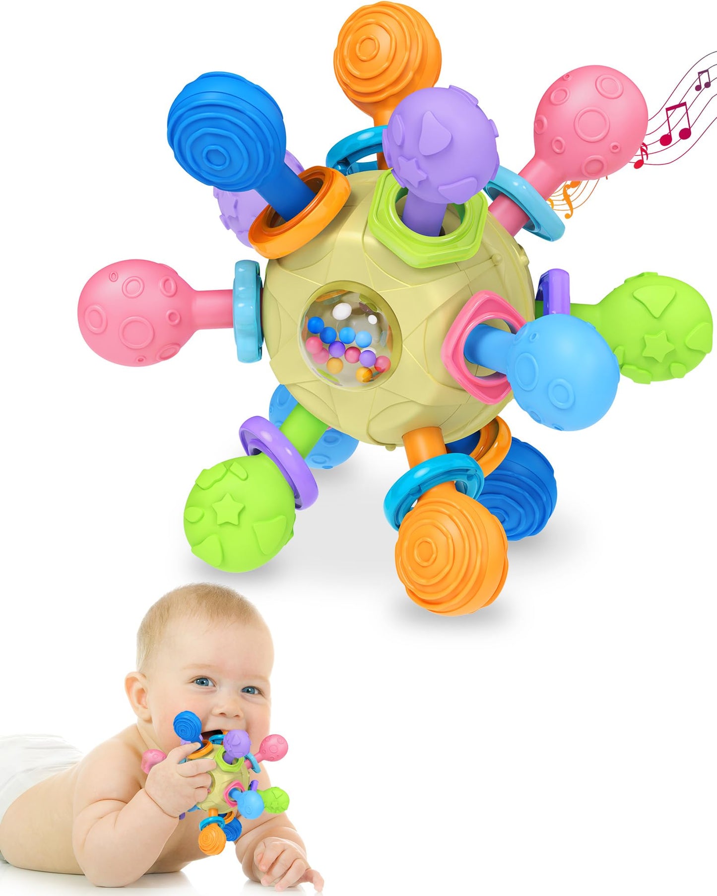 Baby Toys for 0-6 6-12 Months Ages 0-2, Tummy Time Montessori Toys for Babies 0 3 6 9 12 18 Months, Newborn Infant Sensory Toys,