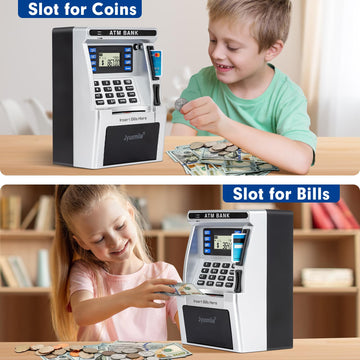 Atm Piggy Bank For Kids, Atm Machine For Real Money With Debit Card, Bill Feeder, Coin Recognition, Balance Calculator, Electronic Savings Safe Box, Gifts For Teen Boys Girls