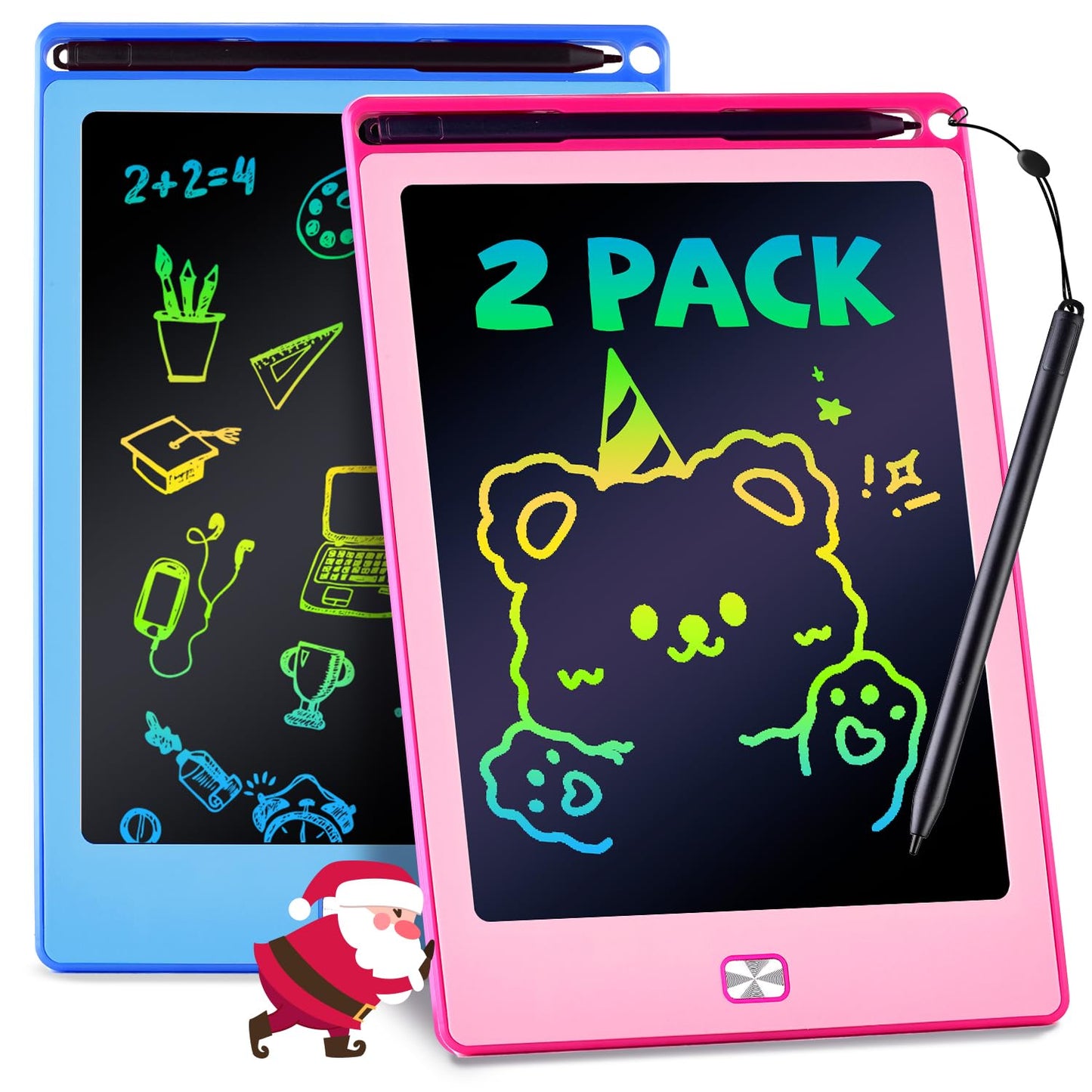 POPERFUN 2Pack LCD Writing Tablet for Kids, 8.5 Inch Doodle Board Drawing Pads Colorflu Reusable Toddler Girl Toys for Ages 3 4 