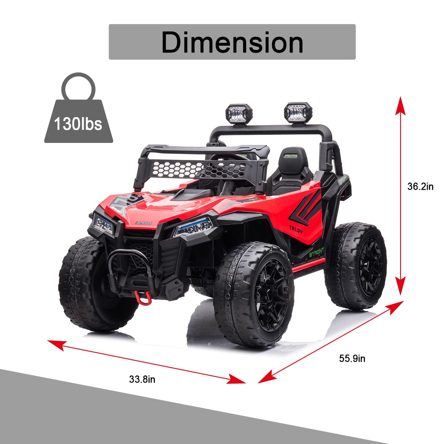Postack 24V 2-Seater For Kids Ride On Truck, 4Wd Electric Vehicle Battery Powered Ride On Truck With Remote Control, Kids Utv Fo