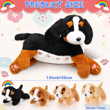 Hydren Nurturing Bernese Mountain Dog Plush Toy Set 15 Inch Nursing Mommy Dog Stuffed Animal With 4 Stuffed Magnetic Baby Puppie