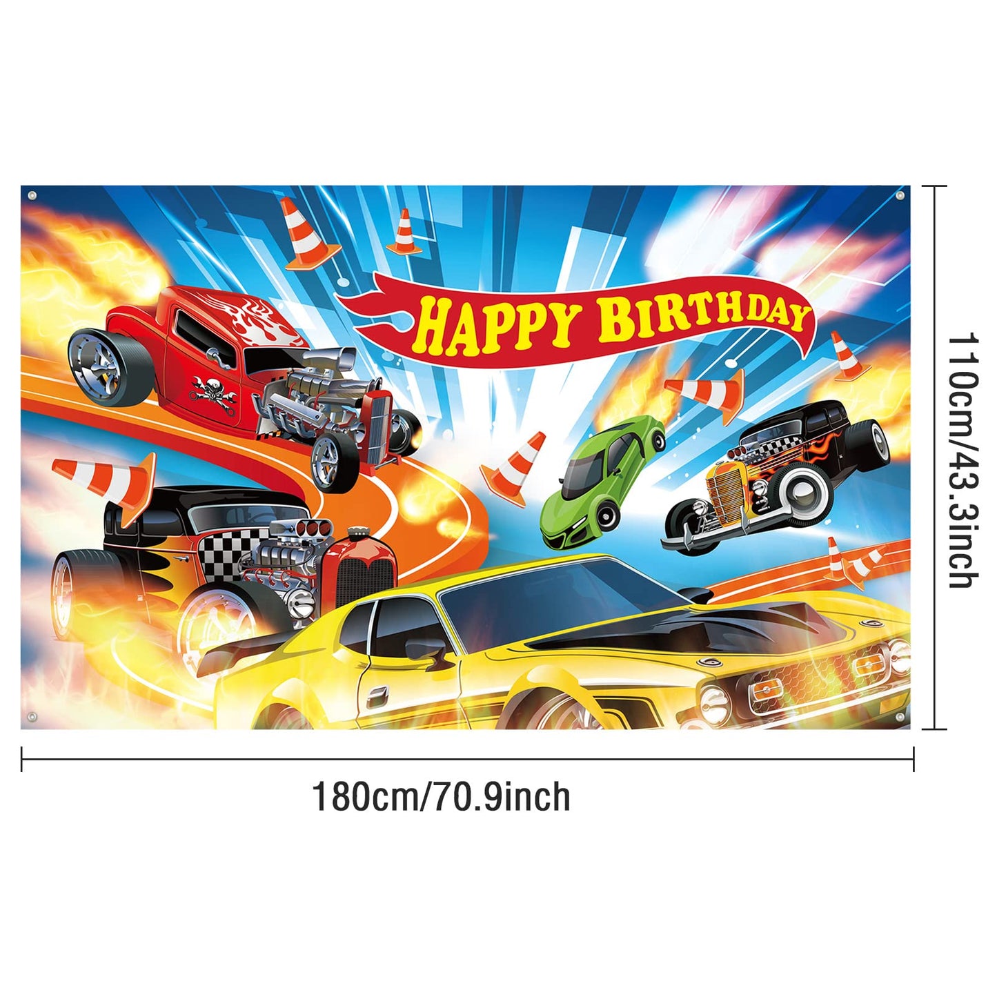 Hot Car Birthday Party Decorations Hot Race Car Birthday Party Backdrop 6.1X3.6Ft Banner Background For Boys Birthday Supplies Racing Car Signs For Indoor Outdoor Birthday Party Decorations Supplies
