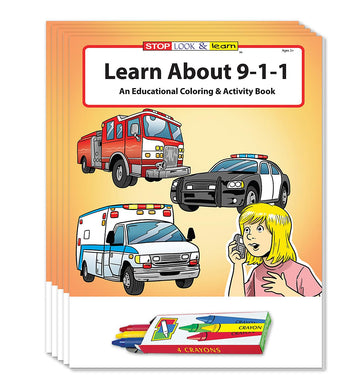 ZOCO - Learn About 911 - Coloring & Activity Books (25 Bulk Pack, with Crayons) - EMT, EMS Dispatcher, Police, Sheriff, Fire Dep