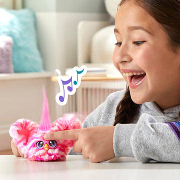 Furby Furblets Bub-Lee Mini Friend, 45+ Sounds & Music, Speaks Only Furbish, Electronic Plush Toys For 6 Year Olds & Up, Pink & White